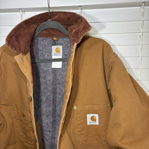 Carhartt Jacket Mens 46 Tall Chore Coat Blanket Lined Button Up Corduroy Work - Picture 3 of 9